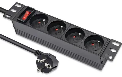 Obrázek produktu pro Qoltec hliníková PDU zásuvková lišta pro 10'' RACK | 1HE | 16A | 4xFRANCOUZSKÁ | 1,8 m