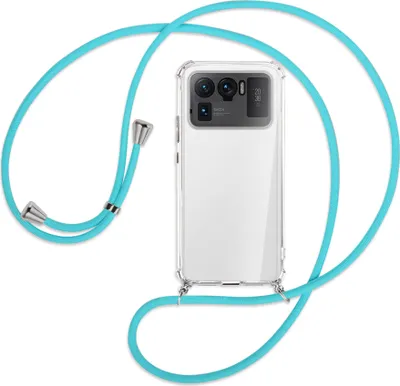 Produktbild von Handykette Backcover-Schutzhülle mit Band (Metall silberfarben) für Xiaomi Mi 11 Ultra - türkis