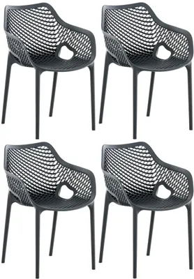 Produktbild von CLP Gartenstuhl Air XL 4er Set, Modern, Gestell Kunststoff, stapelbar, wetterfest dunkelgrau