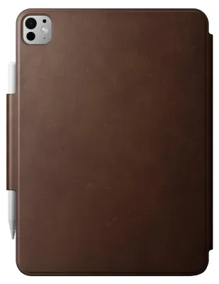 Image de Nomad cuir folio coque iPad Pro 11" (M4-M5) – Fonction de réveil et mise en veille intelligente – Fixation magnétique – Cuir pleine fleur durable - Marron