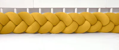 Produktbild von Bettschlange geflochten Velours 400 cm – Gold | Bettumrandung Babybett Nestchen | Letino