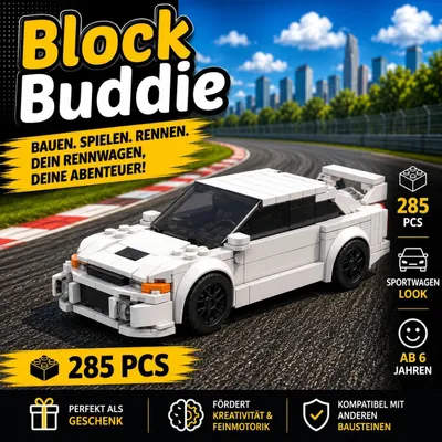 Produktbild von BlockBuddie™ Lancer Evolution V inspiriertes Klemmbaustein Auto mit 285 Teilen – Sportwagen Modellbausatz