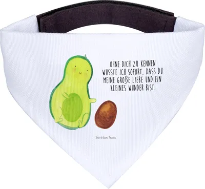 Produktbild von Mr. & Mrs. Panda Halstuch Für Hunde Avocado Kern rollt - Weiß - Geschenk, Tuch, Baby, Avocados, Hals, Hund, Dreieckstuch, Geburt, Geburtstag, Bandana, Wunder