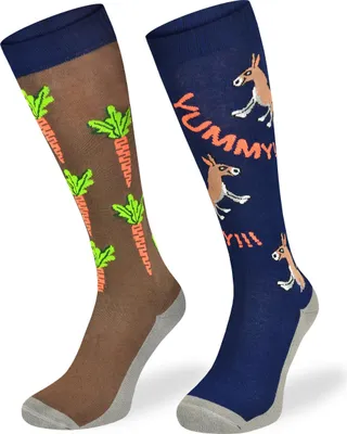 Produktbild von Skiety Reitbekleidung Damen & Herren - Kniestrümpfe für Damen & Herren - Reitsocken Reitsport Damen & Herren - Reitsocke Mädchen - Donkey Carrots, 39-42