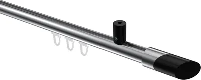 Produktbild von Interdeco Innenlaufstange / Gardinenstange mit Innenlauf Chrom / Schwarz, Typ Sonius Verano (Schräge Bicolor) Deckenmontage, 20 mm Ø 1-läufig, 240 cm