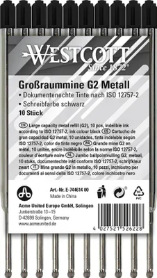 Obrázek produktu pro Westcott Kugelschreibermine G2 E-744614 00 12mm sw 10St