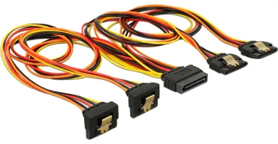 Produktbild von SATA 15Pin > 2x gewinkelt (unten) + 2x gerade (50cm)