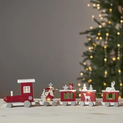Zdjęcie produktu dla Scenka świąteczna drewniana ciuchcia Led LOKE