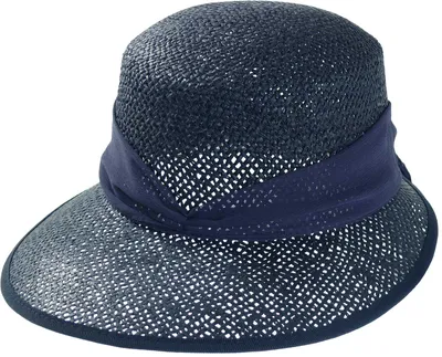 Produktbild von Damen Strohhut Sommerhut Strandhut Chiffonband, marine, 58