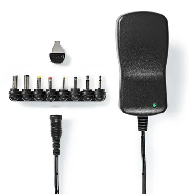Produktbild von Nedis Universal-Netzteil - 18 W - 3 / 4.5 / 5 / 6 / 7.5 / 9 / 12 V DC - 1.10 m - 1.5 A - 8 plug(s) - Schwarz