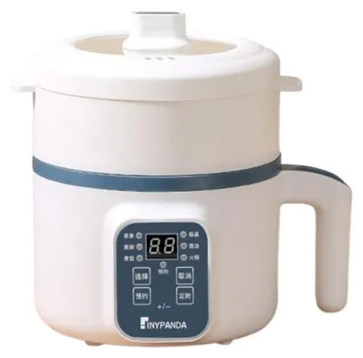 Produktbild von Zimilo Multifunktionaler Elektrischer Kochtopf 1,7L mit Dämpfeinsatz: 600W Elektrotopf mit Antihaftbeschichtung für Suppe, Nudeln und Hot Pot, Weiß
