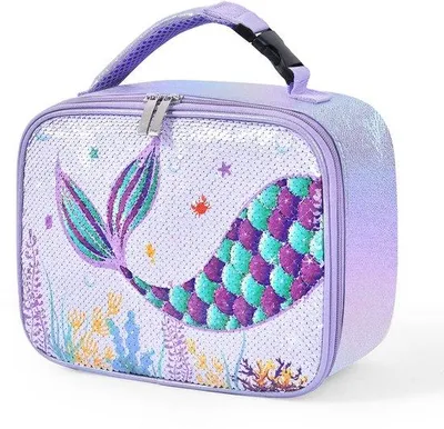 Produktbild von Mädchengymnasiums-Tasche mit Meerjungfrauen-Design, Glitzerperlen, Schultasche und Arbeitsbeutel