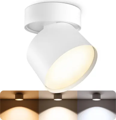 Produktbild von SSC-LUXon Deckenlampe weiß matt - Aufbaustrahler schwenkbar mit GX53 LED 6W LumiFLEX Lichtfarbe warm / neutral / kalt dimmbar - moderne Spot Lampe rund 230V