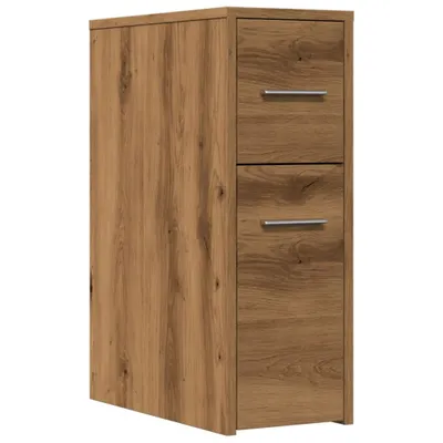 Image de Armoire de salle de bain étroite avec roulettes chêne artisanal