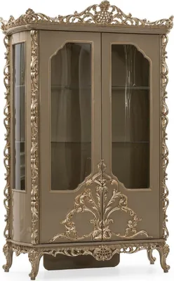 Produktbild von Casa Padrino Luxus Barock Vitrine Grau / Gold - Prunkvoller Massivholz Vitrinenschrank mit 2 Türen - Luxus Möbel im Barockstil - Barock Möbel - Edel & Prunkvoll