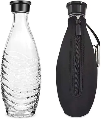 Image de Sac pour bouteille d'eau avec poignée, en néoprène, isotherme, pour 1 bouteille, avec mousqueton