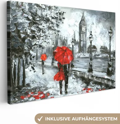 Obrázek produktu pro OneMillionCanvasses® - Obrazy na plátně - Obraz - Deštník - Olej, Nástěnná malba, Nástěnná dekorace Obývací pokoj, 120x80cm