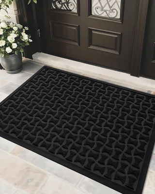 Fußmatte für draußen, 92 x 152 cm, rutschfest, schwarz