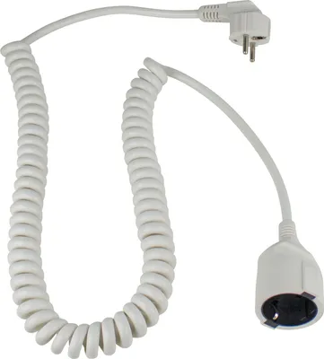 Produktbild von as-Schwabe Schuko-Spiralkabel 1-4m dehnbar Schukowinkelstecker 230V Weiß IP20