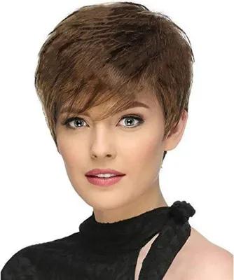 Immagine prodotto di INF Parrucca corta chic da donna: super leggera e traspirante Marrone misto Model 4