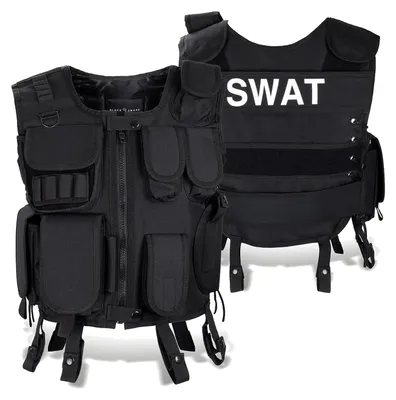 Produktbild von Black Snake® SWAT Einsatzweste taktische Weste schwarz Paintball Softair Gotscha Brustschutz - XS/S - SWAT