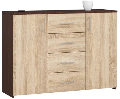 Obrázek produktu pro Komoda raumhirsch, 110 cm, se 4 zásuvkami a 2 dvířky. Boční komoda/servantka/skříň, výška 80 cm