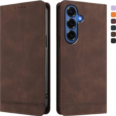 Immagine prodotto di Custodia per Samsung Galaxy S26+, custodia retro in Finto cuoio con supporto e slot per carte di credito Marrone