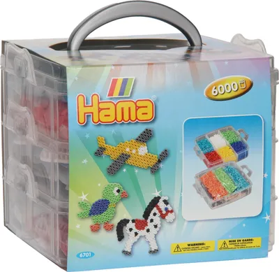 Image de Hama 6701 Hama Perles à repasser midi "petite boîte de rangement", remplie