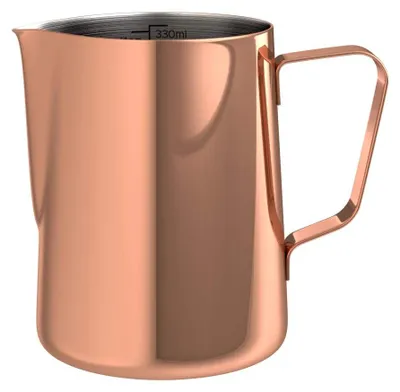 Milchaufschäumkanne 330 ml, Edelstahl mit Kupferfinish, Barista-Kanne