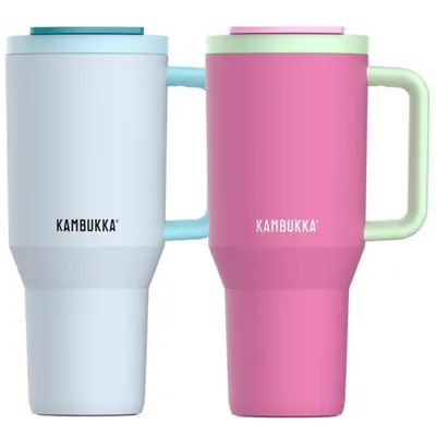 Zdjęcie produktu dla 2x Kubek termiczny ze słomką 950 ml, Zestaw kubków termicznych Kambukka RIO Icy Drinks