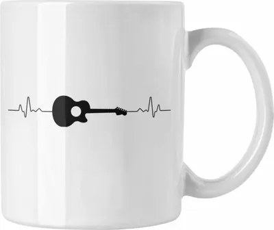 Produktbild von Trendation - Gitarre Geschenk Tasse Herzschlag Geschenkidee für Gitarist Geburtstag Weihnachten (Weiß)