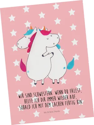 Produktbild von Mr. & Mrs. Panda Postkarte Einhörner Umarmen - Rot Pastell - Geschenk, Fotokarte, Ansichtskarten, Einhorn, Postkarten, BFF, Familie, Liebe, Ansichtskarte, Grußkarte