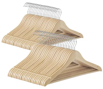 Immagine prodotto di Grucce in legno color beige naturale, set da 48 pezzi, con intagli. Colore: beige naturale