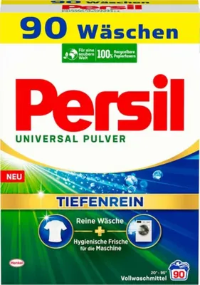 Produktbild von Persil Universal Pulver Tiefenrein Waschmittel (90 Waschladungen), Vollwaschmittel für reine Wäsche und hygienische Frische für die Maschine, effektiv von 20 °C bis 95 °C