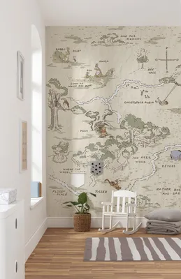 Produktbild von Komar Vlies Fototapete - Winnie the Pooh Map - Größe: 200 x 240 cm (Breite x Höhe) - 4 Bahnen, Kinderzimmer, Tapete