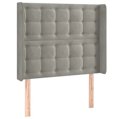 Produktbild von Kopfteil mit Ohren Hellgrau 103x16x118/128 cm Samt