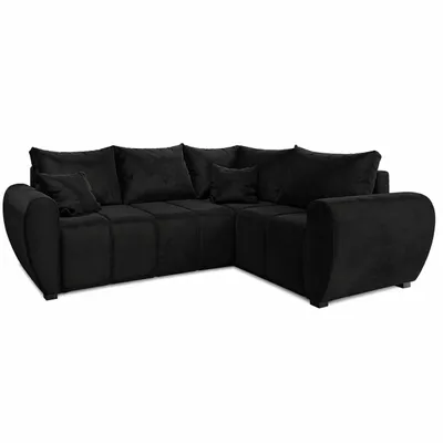 Produktbild von Ecksofa MOKA L rechte Seite mit Schlaffunktion L-Form, Sofa mit Bettkasten, Wohnzimmersofa, Couch, Bettsofa, Couchgarnitur – Schwarz Kronos 07