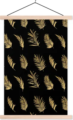 Produktbild von MuchoWow® Textilposter Tropisch - Gold - Blatt 40x60 cm mit holzfarbenen Rahmen - Poster