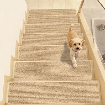Imagen del producto de Omgoods - Juego de 15 alfombrillas antideslizantes para escaleras, 55 x 22 cm, color beige