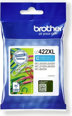Produktbild von Brother LC-422XLC Cyan Tintenpatrone für bis zu 1.500 Seiten – Originalqualität