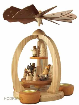 Produktbild von Tischpyramide Winterkinder mit Schneemann Höhe 28cm NEU
