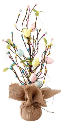 Produktbild von Ostereierbaum mit LED-Lichtern, künstliche Eierdekoration für Frühlingsfeste, Tischdekoration für Zuhause und Partys