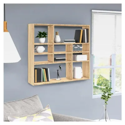 Produktbild von Wandregal Schweberegal für Schlafzimmer, Küche, Büro und Wohnzimmer, 90x16x78 cm, Holzwerkstoff Sonoma-Eiche
