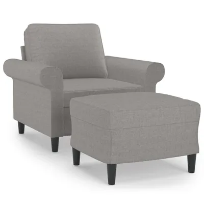 Productafbeelding van Fauteuil met voetenbank 60 cm stof lichtgrijs