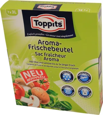 Immagine prodotto di Sacchetti per frutta e verdura Toppits 7x3 litri Mantiene la freschezza fino a 3 volte più a lungo