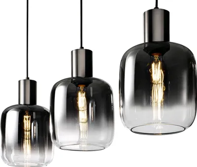 Produktbild von Pendelleuchte - Schwarz - Metall - Rauchglas - 3-flammig - B 95 cm