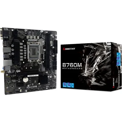Zdjęcie produktu dla Biostar B760MX2-E, Intel, LGA 1700, Intel® Core™ i3, Intel® Core™ i5, Intel® Core™ i7, Intel® Core™ i9, DDR4-SDRAM, 64 GB, DIMM
