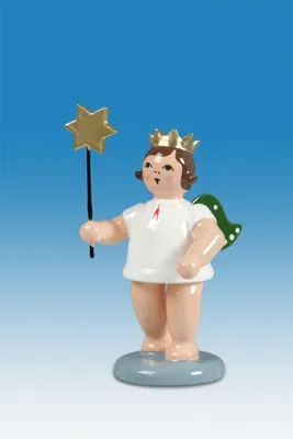 Produktbild von Holzfigur Engel mit Stern und Krone Höhe 6cm NEU