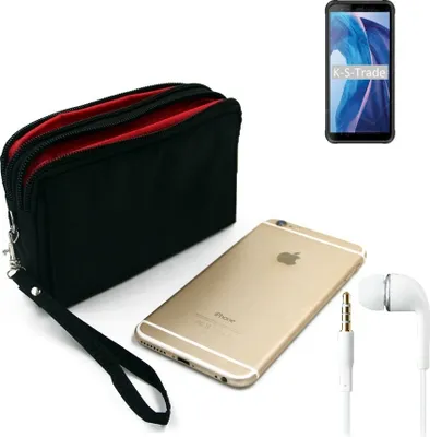 Produktbild von TOP SET kompatibel mit Blackview BV6300 Handy Hülle Gürteltasche schwarz + Kopfhörer Travel Bag Travel-Case mit Diebstahlschutz praktische Schutz