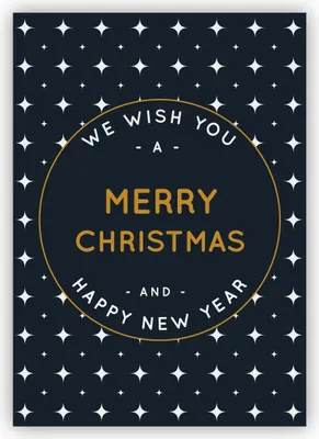 Produktbild von Edle blau weiße Weihnachtskarte mit grafischem Muster: We wish you a merry christmas and happy new year